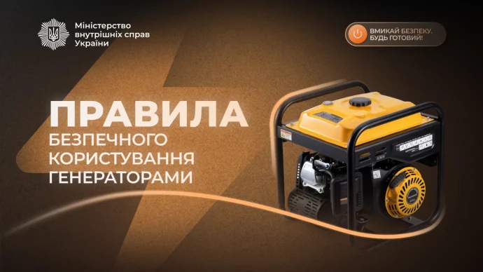 Генератор і безпека: 7 правил від МВС, що рятують життя під час тривалих відключень